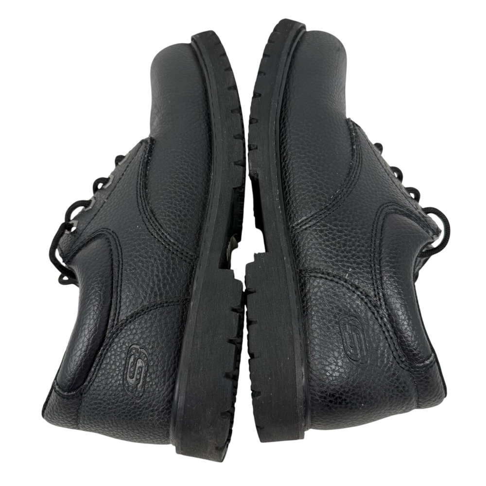 Skechers Black Pebbled Leather Relaxed Fit Slip Resistant Lace Up Shoes Size 11 - Picture 8 of 15